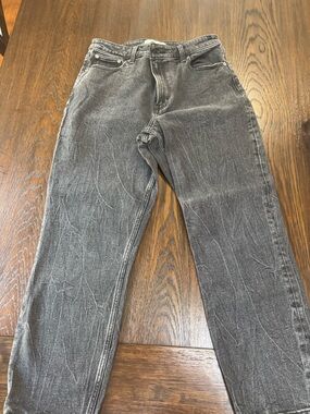 Abercrombie & Fitch Washed Charcoal High-Rise Straight Jeans